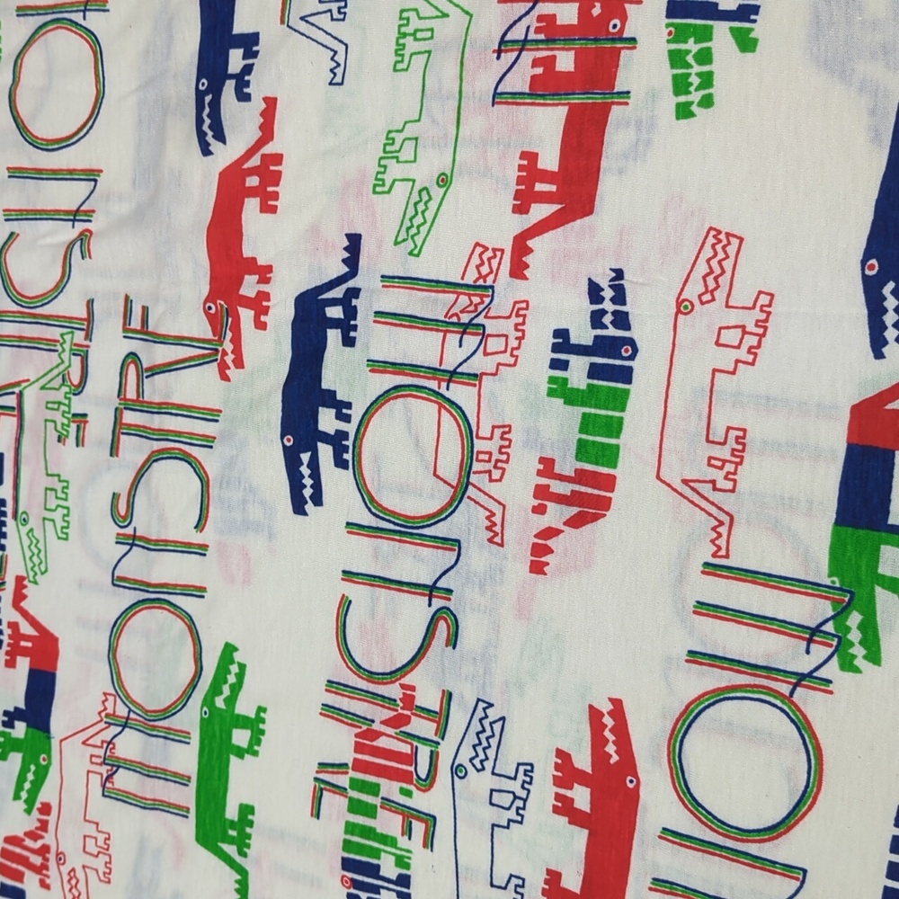 Vintage 1980s Alligator Crocodile "Monstre" Fabric Remnant 35" by 1.5 Yards